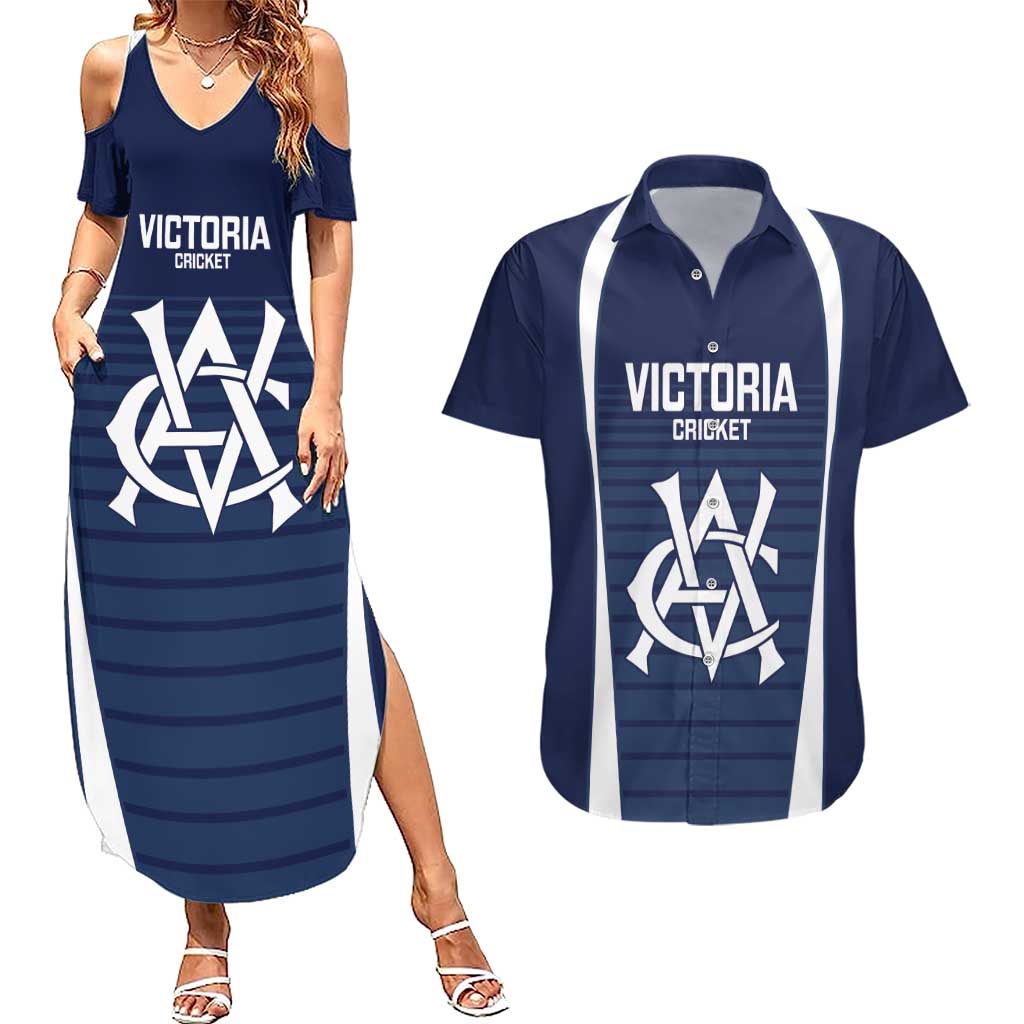 Custom Victoria Cricket Couples Matching Summer Maxi Dress and Hawaiian Shirt Go Champions - Sporty Style