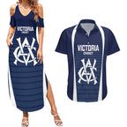 Custom Victoria Cricket Couples Matching Summer Maxi Dress and Hawaiian Shirt Go Champions - Sporty Style