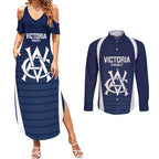Custom Victoria Cricket Couples Matching Summer Maxi Dress and Long Sleeve Button Shirt Go Champions - Sporty Style
