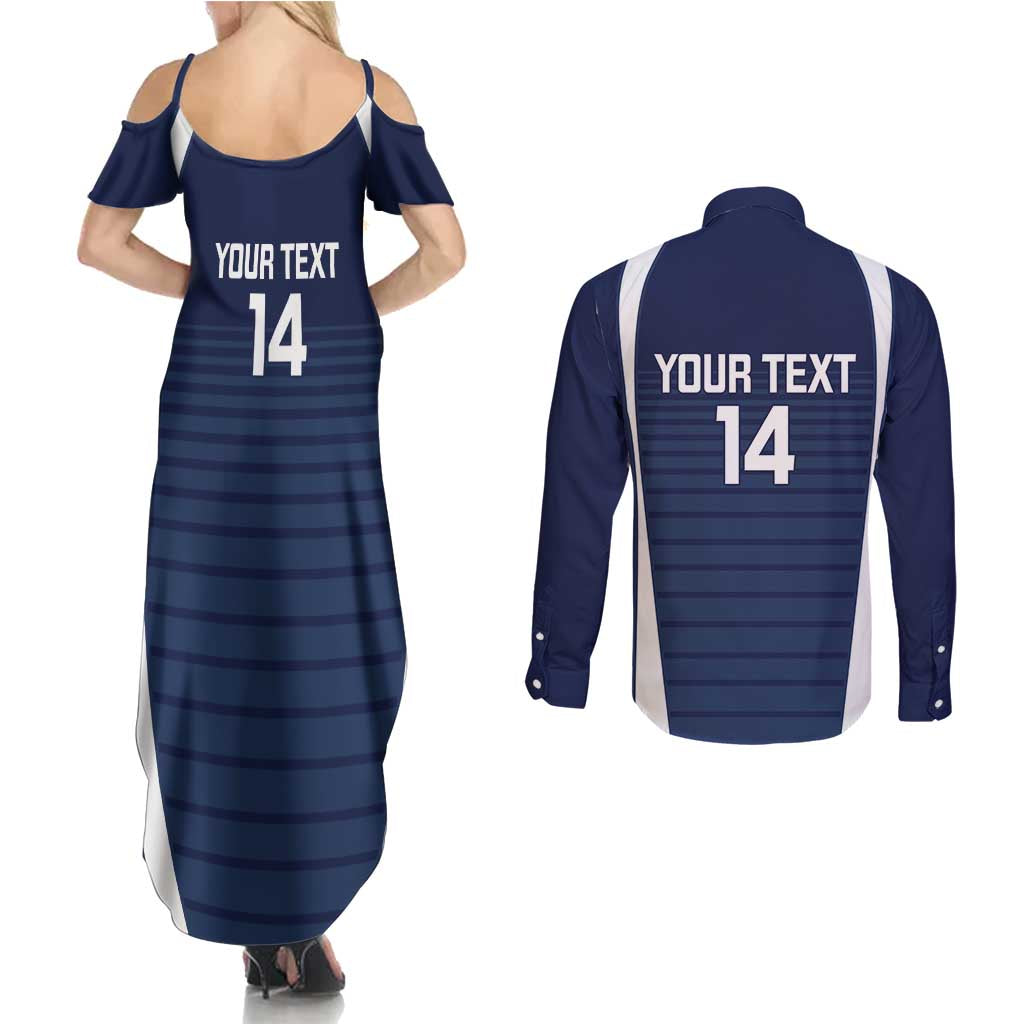 Custom Victoria Cricket Couples Matching Summer Maxi Dress and Long Sleeve Button Shirt Go Champions - Sporty Style