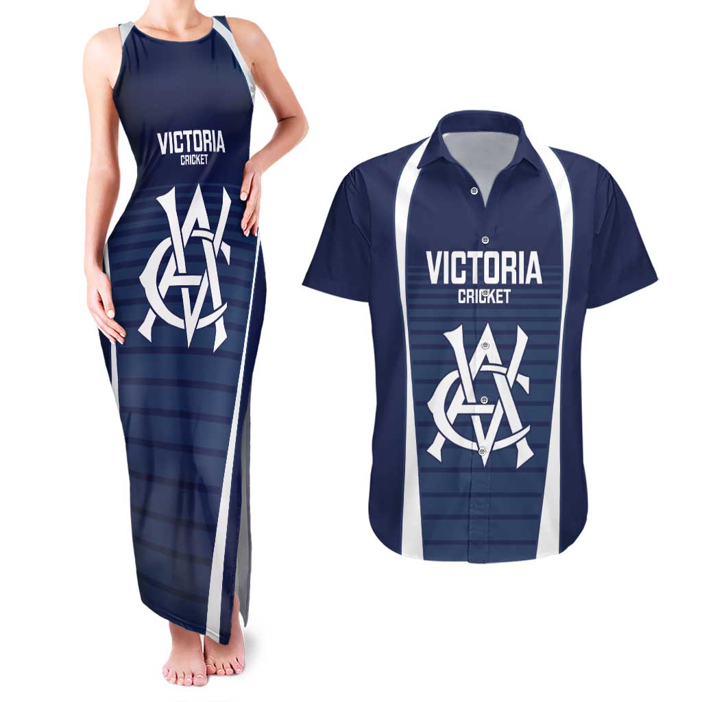 Custom Victoria Cricket Couples Matching Tank Maxi Dress and Hawaiian Shirt Go Champions - Sporty Style