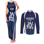 Custom Victoria Cricket Couples Matching Tank Maxi Dress and Long Sleeve Button Shirt Go Champions - Sporty Style