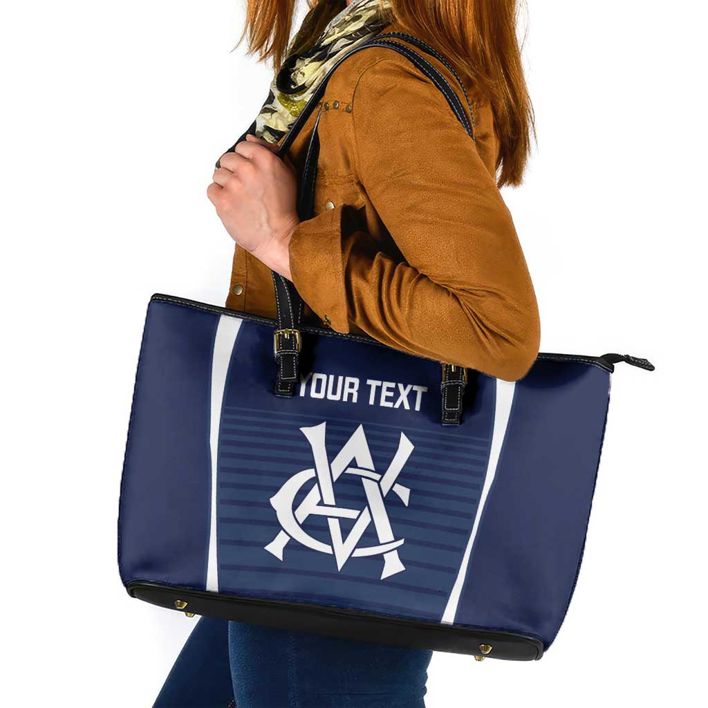 Custom Victoria Cricket Leather Tote Bag Go Champions - Sporty Style