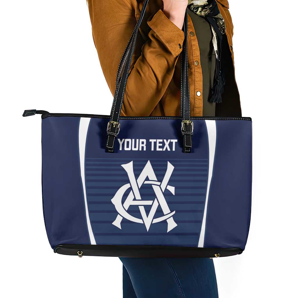 Custom Victoria Cricket Leather Tote Bag Go Champions - Sporty Style