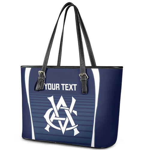 Custom Victoria Cricket Leather Tote Bag Go Champions - Sporty Style