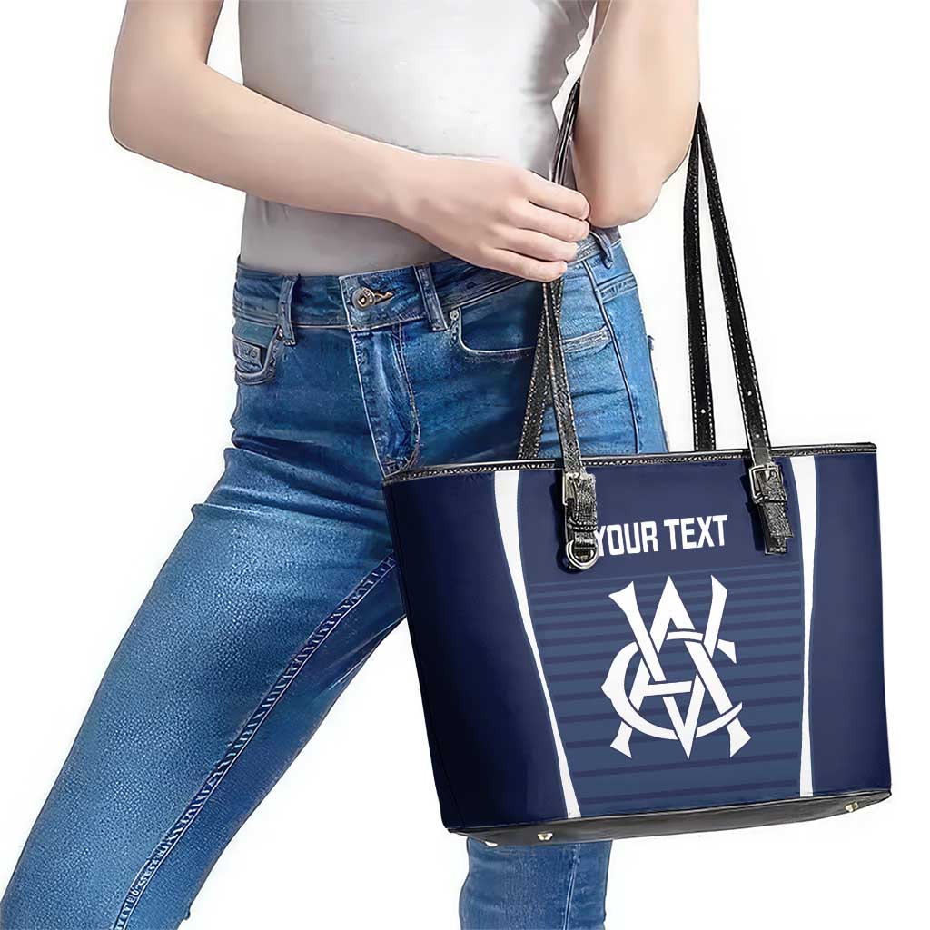 Custom Victoria Cricket Leather Tote Bag Go Champions - Sporty Style
