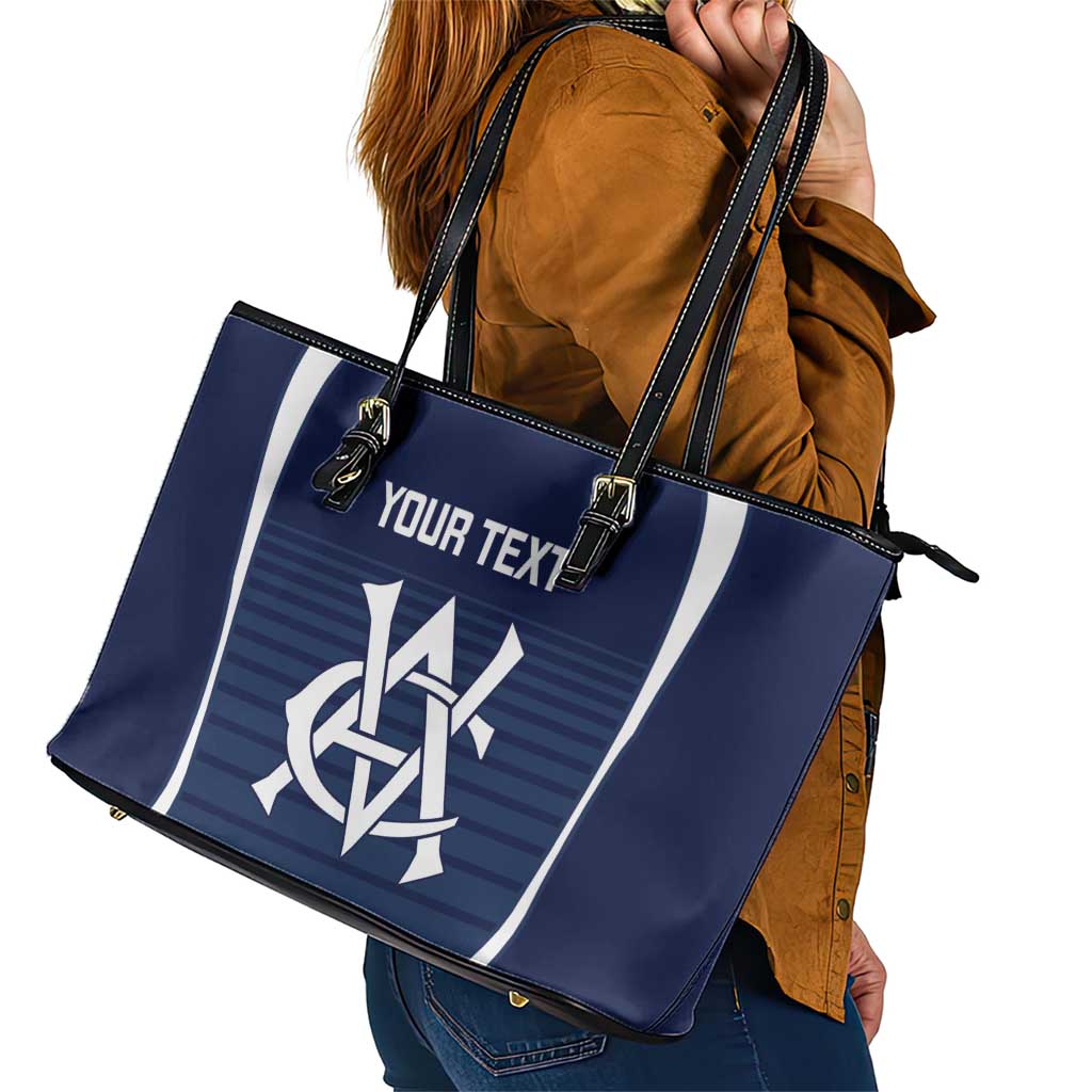 Custom Victoria Cricket Leather Tote Bag Go Champions - Sporty Style