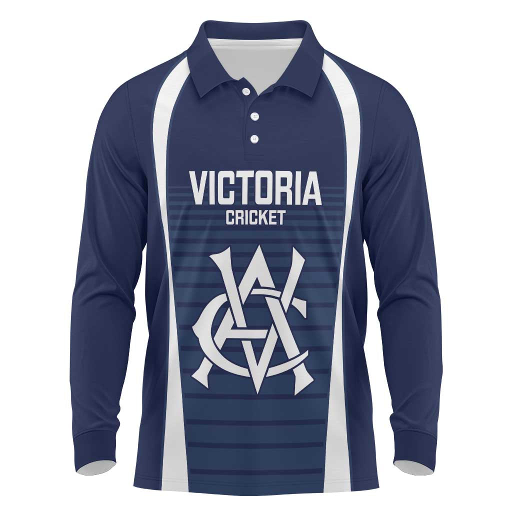 Custom Victoria Cricket Long Sleeve Polo Shirt Go Champions - Sporty Style