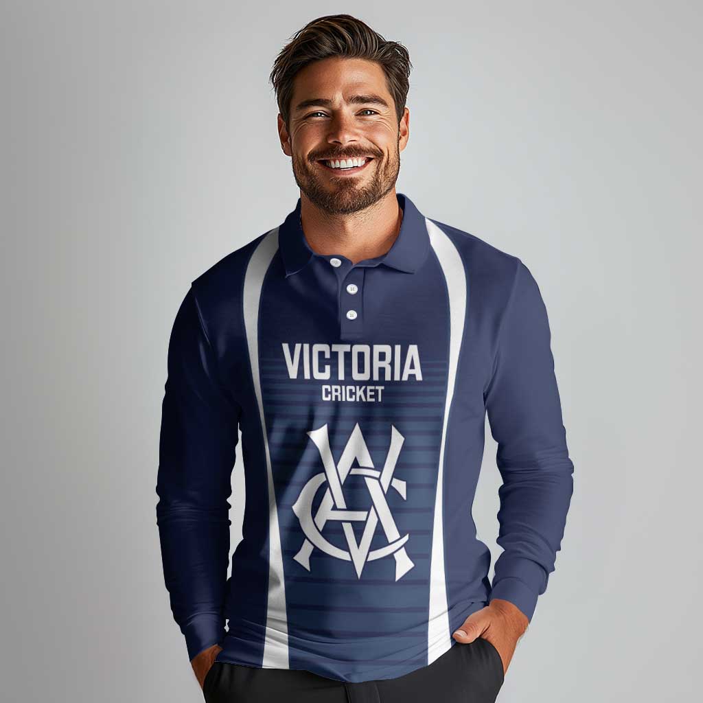 Custom Victoria Cricket Long Sleeve Polo Shirt Go Champions - Sporty Style