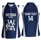 Custom Victoria Cricket Women Sleeveless Polo Shirt Go Champions - Sporty Style