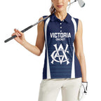 Custom Victoria Cricket Women Sleeveless Polo Shirt Go Champions - Sporty Style