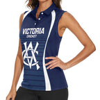 Custom Victoria Cricket Women Sleeveless Polo Shirt Go Champions - Sporty Style