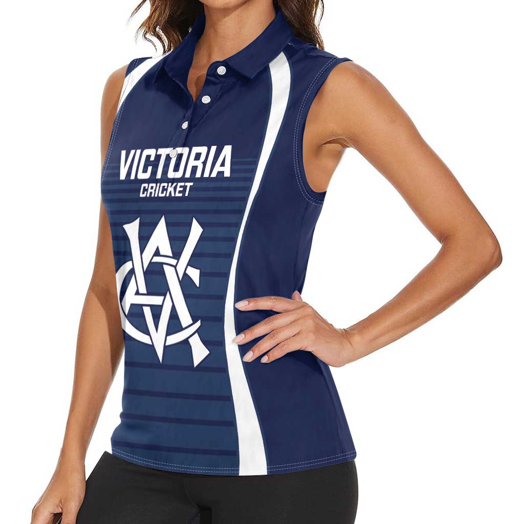Custom Victoria Cricket Women Sleeveless Polo Shirt Go Champions - Sporty Style