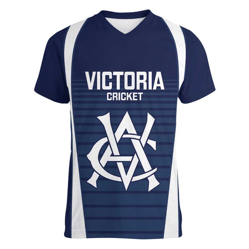 Custom Victoria Cricket Women V-Neck T-Shirt Go Champions - Sporty Style
