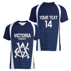 Custom Victoria Cricket Women V-Neck T-Shirt Go Champions - Sporty Style