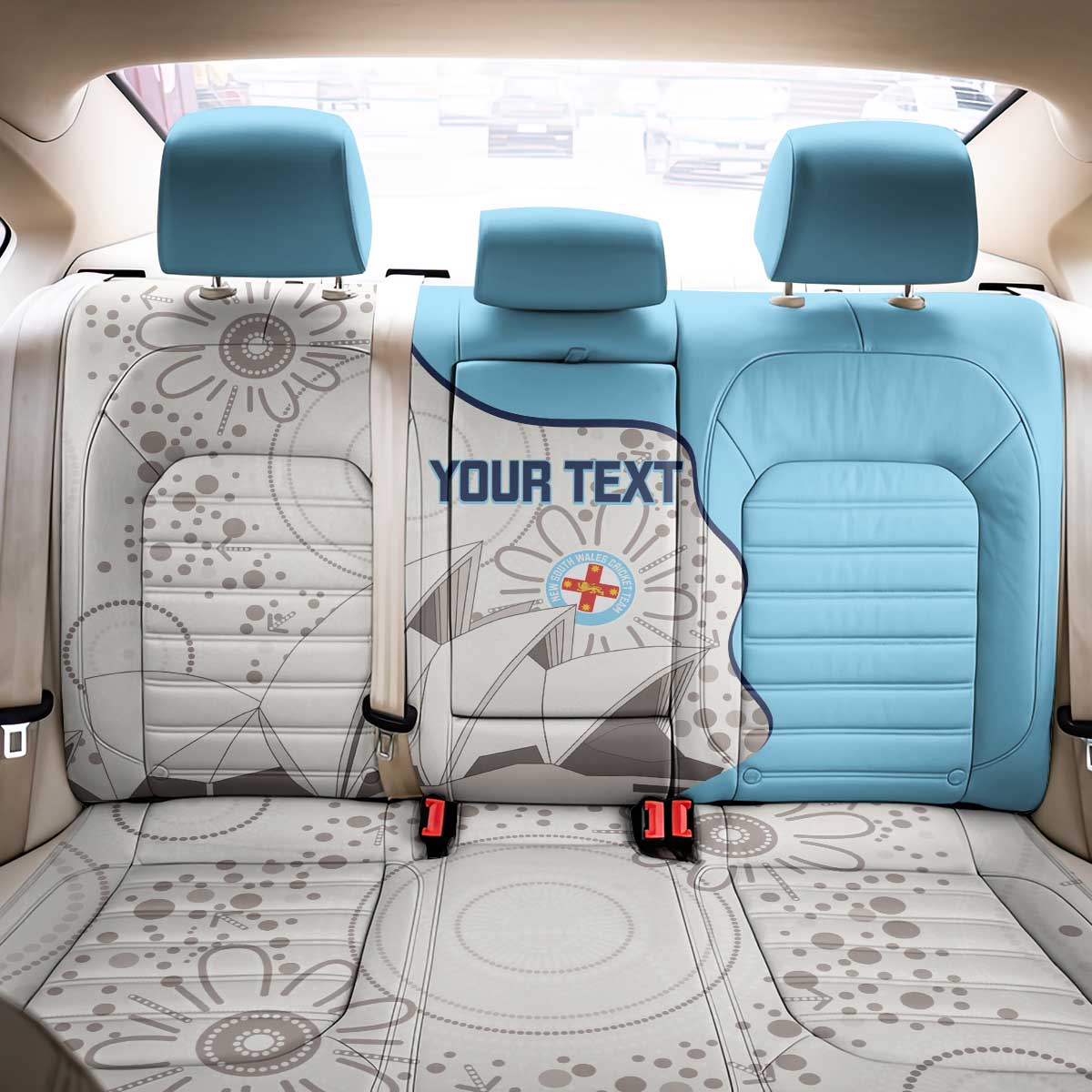 Custom New South Wales Cricket Back Car Seat Cover Go NSW - Aboriginal Art