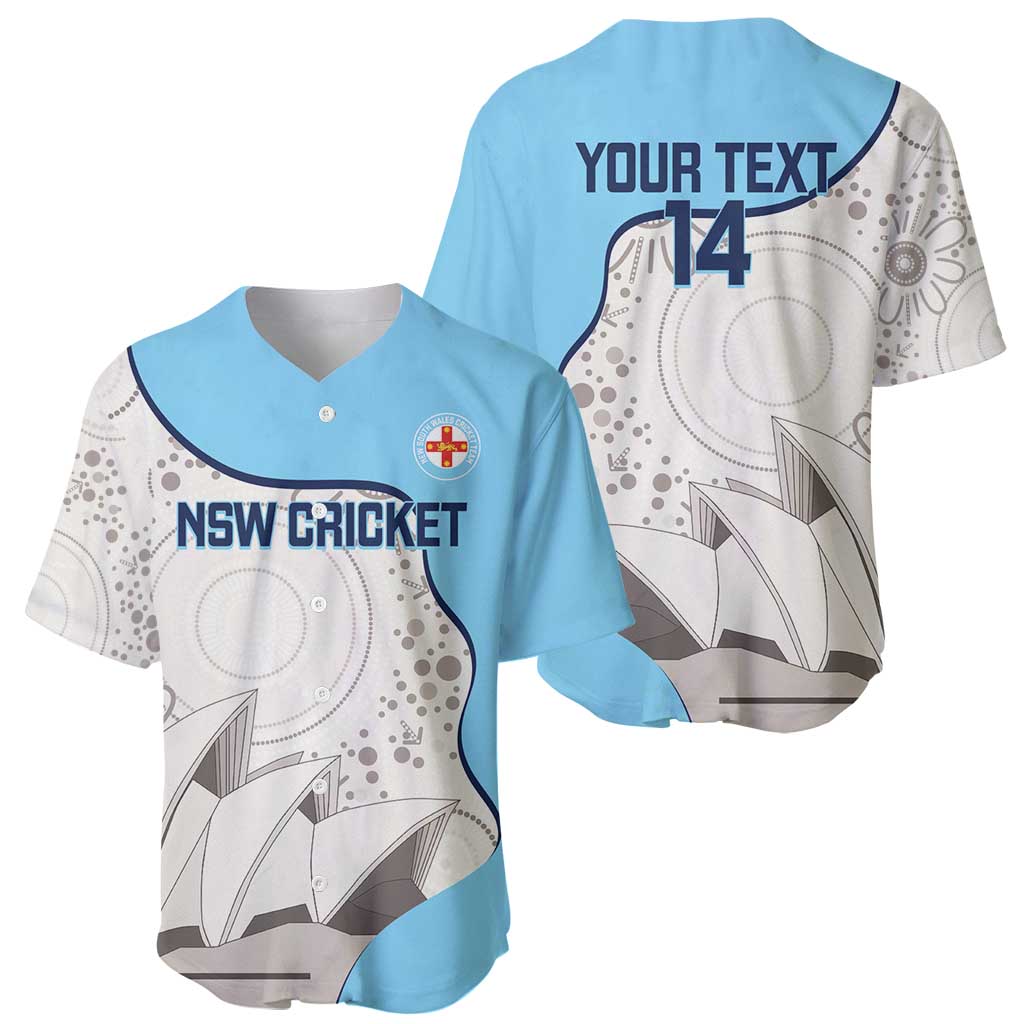 Custom New South Wales Cricket Baseball Jersey Go NSW - Aboriginal Art