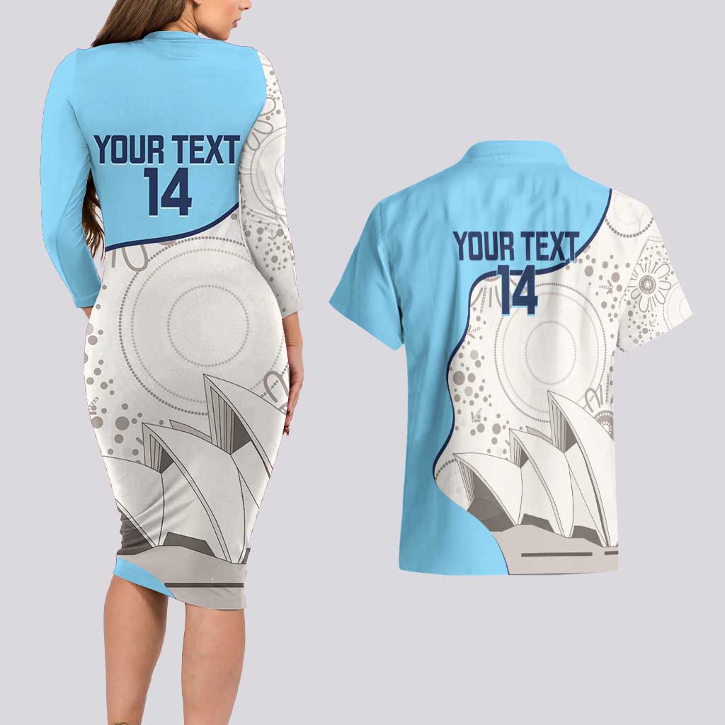 Custom New South Wales Cricket Couples Matching Long Sleeve Bodycon Dress and Hawaiian Shirt Go NSW - Aboriginal Art