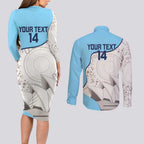 Custom New South Wales Cricket Couples Matching Long Sleeve Bodycon Dress and Long Sleeve Button Shirt Go NSW - Aboriginal Art