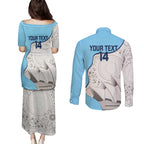 Custom New South Wales Cricket Couples Matching Puletasi and Long Sleeve Button Shirt Go NSW - Aboriginal Art