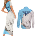 Custom New South Wales Cricket Couples Matching Short Sleeve Bodycon Dress and Long Sleeve Button Shirt Go NSW - Aboriginal Art