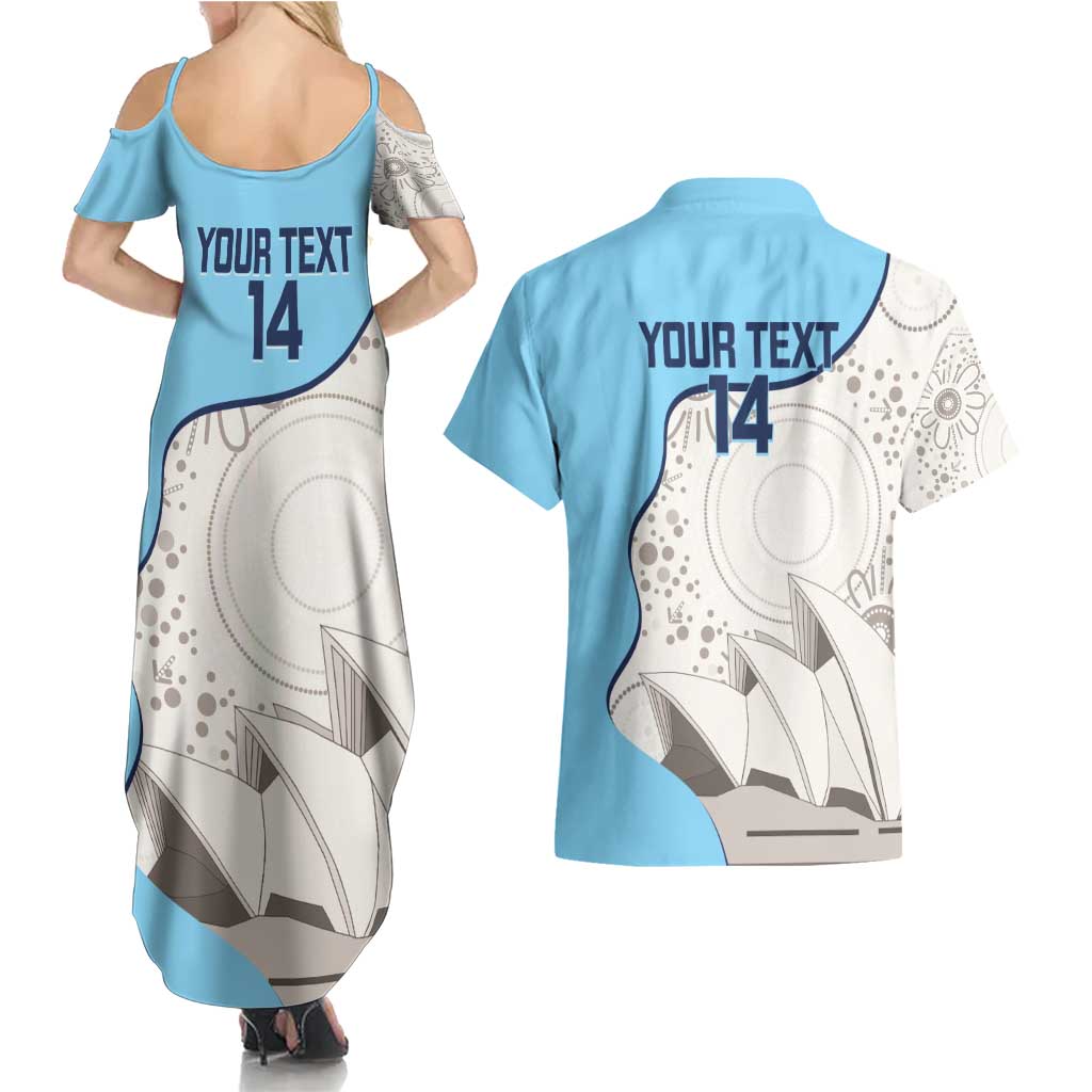 Custom New South Wales Cricket Couples Matching Summer Maxi Dress and Hawaiian Shirt Go NSW - Aboriginal Art