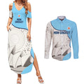 Custom New South Wales Cricket Couples Matching Summer Maxi Dress and Long Sleeve Button Shirt Go NSW - Aboriginal Art