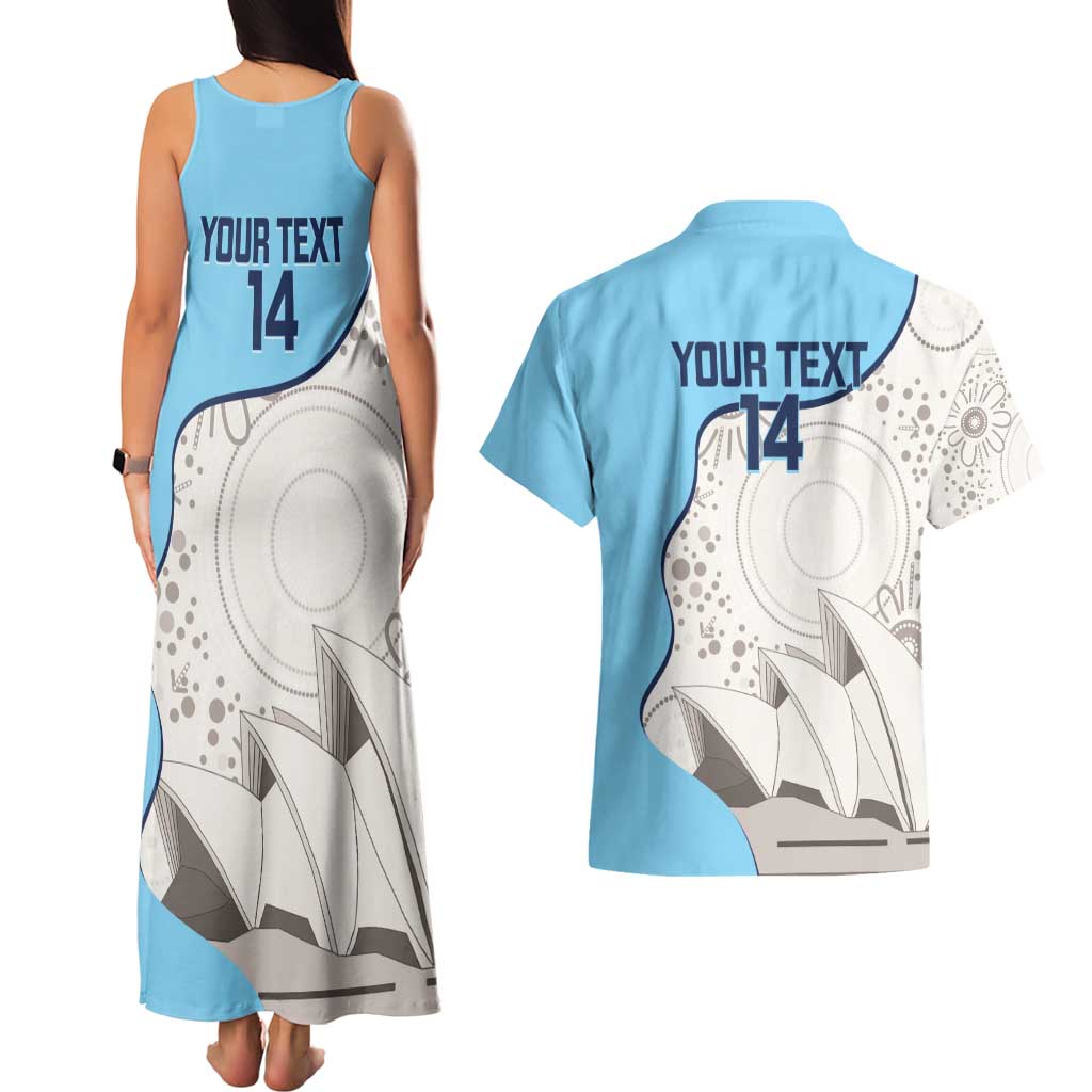 Custom New South Wales Cricket Couples Matching Tank Maxi Dress and Hawaiian Shirt Go NSW - Aboriginal Art
