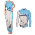 Custom New South Wales Cricket Couples Matching Tank Maxi Dress and Long Sleeve Button Shirt Go NSW - Aboriginal Art