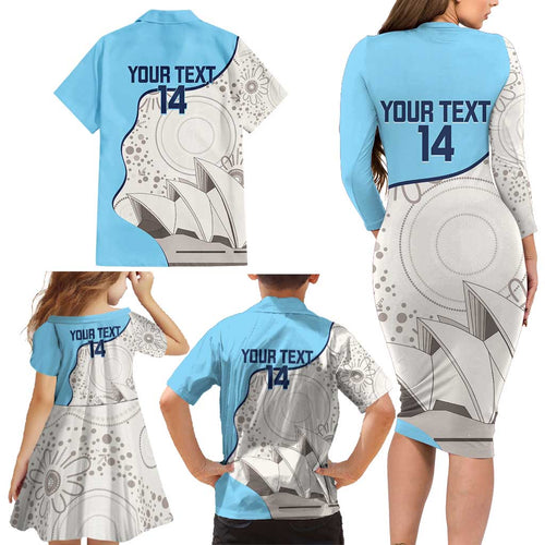 Custom New South Wales Cricket Family Matching Long Sleeve Bodycon Dress and Hawaiian Shirt Go NSW - Aboriginal Art