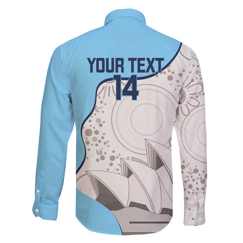 Custom New South Wales Cricket Family Matching Off The Shoulder Long Sleeve Dress and Hawaiian Shirt Go NSW - Aboriginal Art
