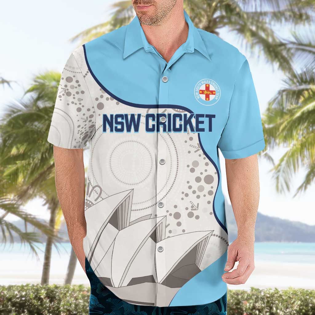 Custom New South Wales Cricket Hawaiian Shirt Go NSW - Aboriginal Art