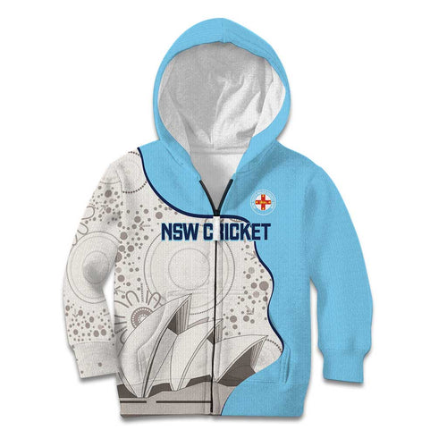 Custom New South Wales Cricket Kid Hoodie Go NSW - Aboriginal Art
