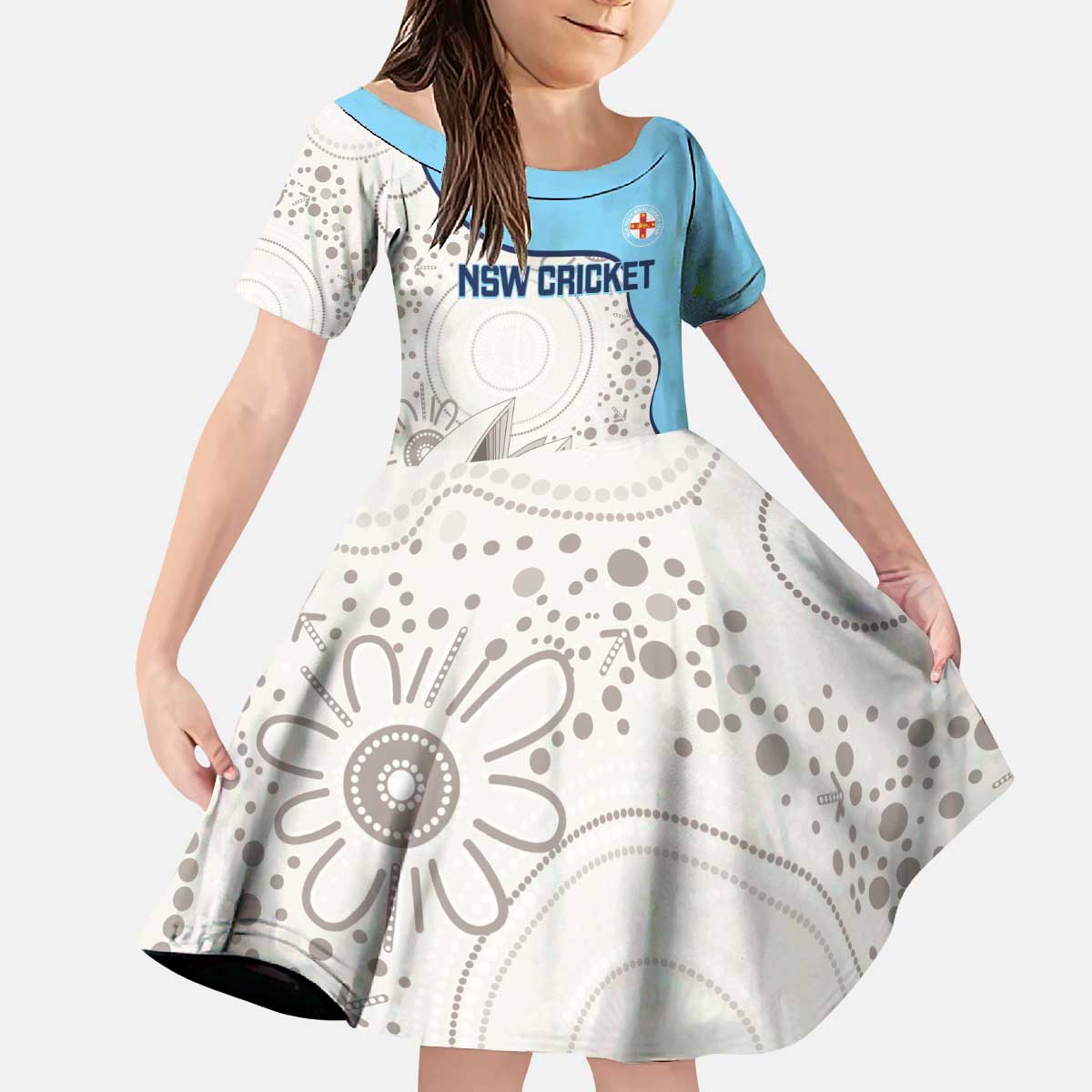 Custom New South Wales Cricket Kid Short Sleeve Dress Go NSW - Aboriginal Art
