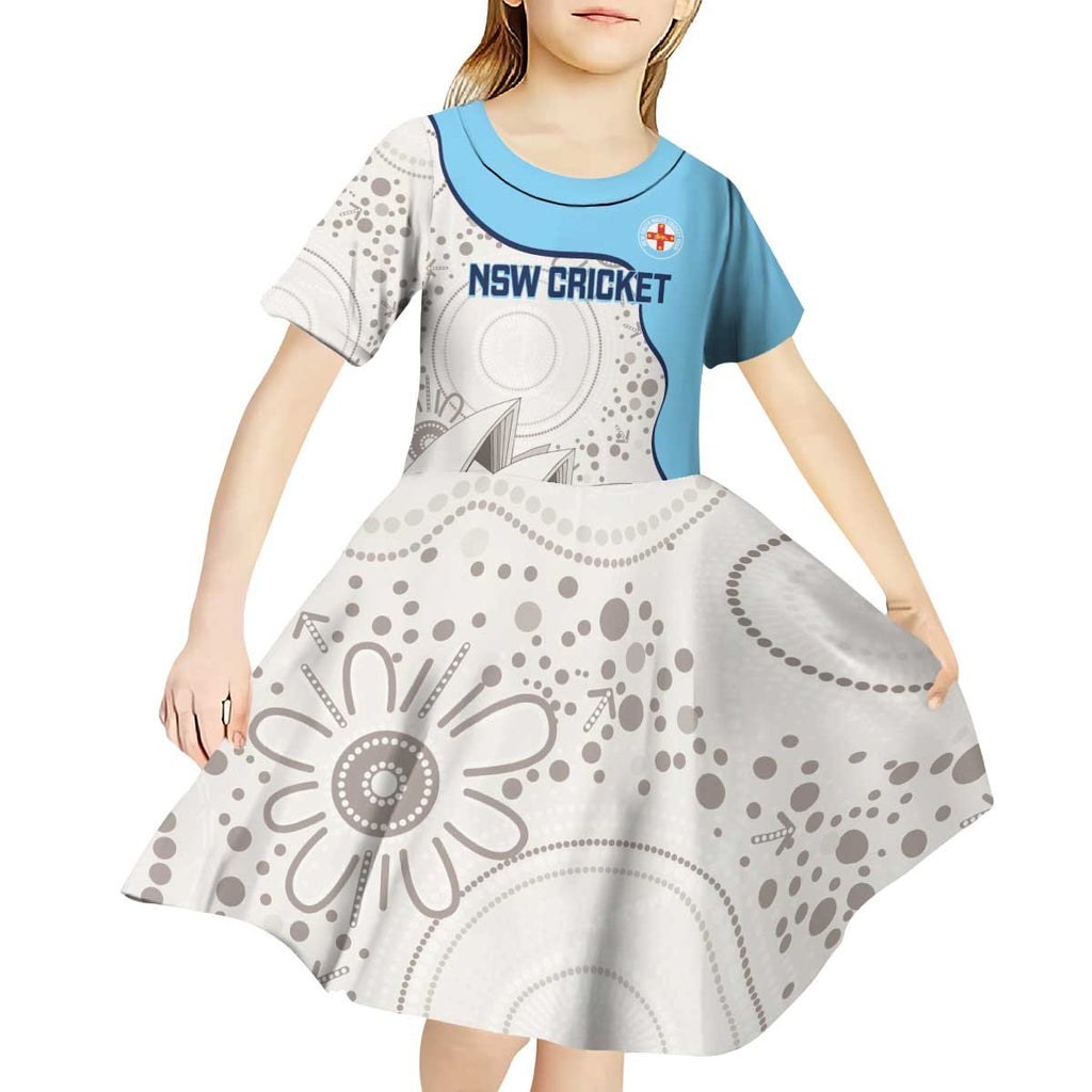 Custom New South Wales Cricket Kid Short Sleeve Dress Go NSW - Aboriginal Art