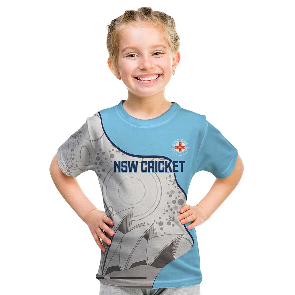 Custom New South Wales Cricket Kid T Shirt Go NSW - Aboriginal Art