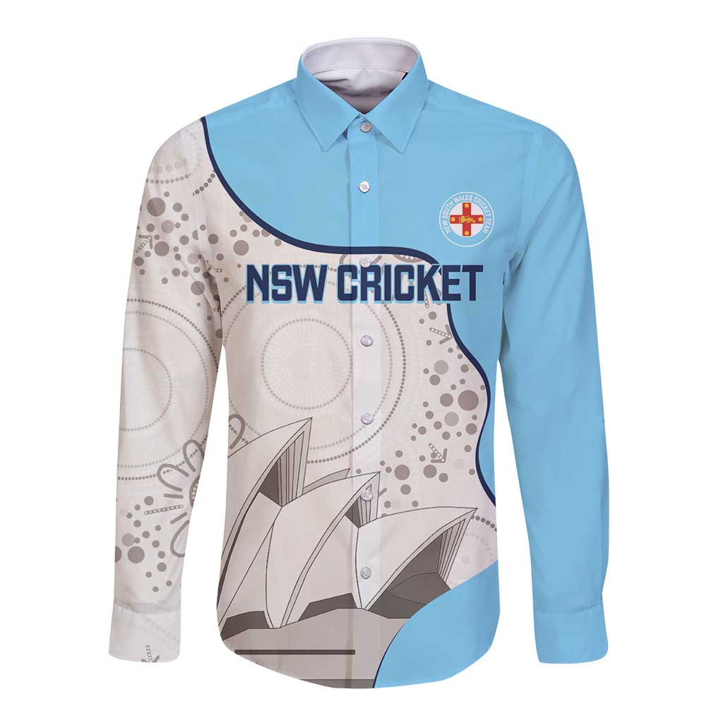 Custom New South Wales Cricket Long Sleeve Button Shirt Go NSW - Aboriginal Art