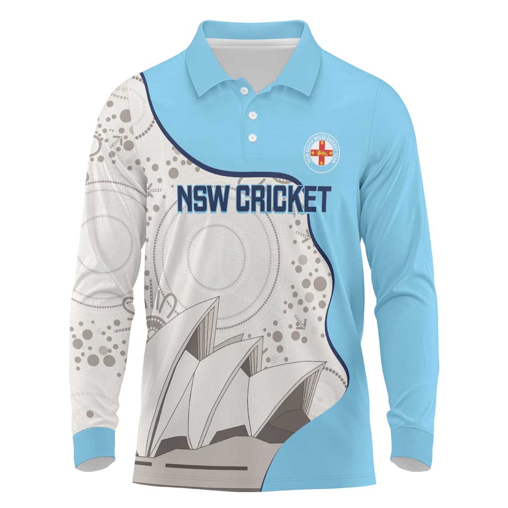 Custom New South Wales Cricket Long Sleeve Polo Shirt Go NSW - Aboriginal Art