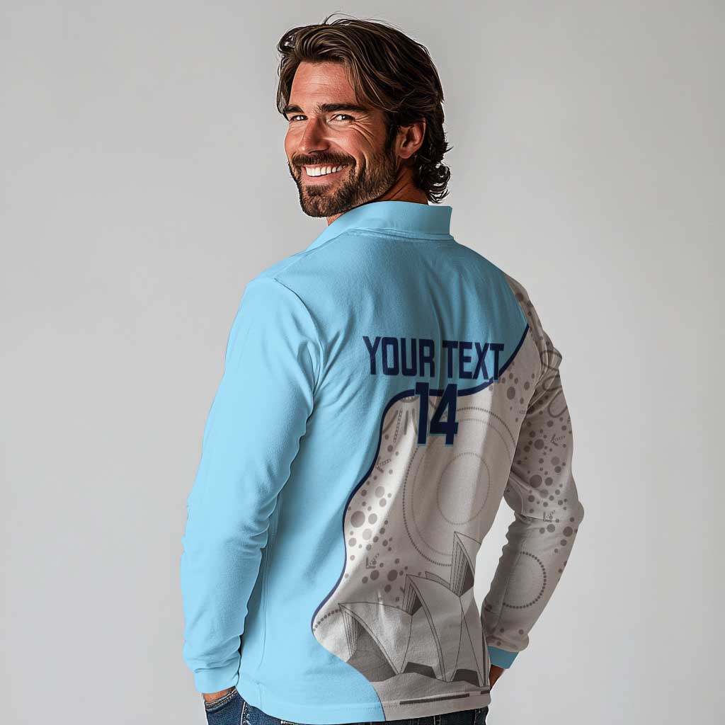 Custom New South Wales Cricket Long Sleeve Polo Shirt Go NSW - Aboriginal Art