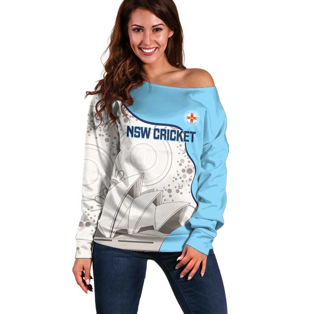 Custom New South Wales Cricket Off Shoulder Sweater Go NSW - Aboriginal Art