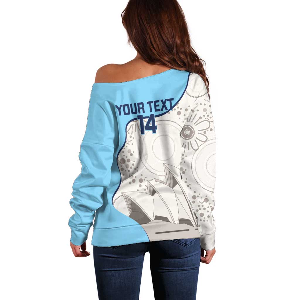 Custom New South Wales Cricket Off Shoulder Sweater Go NSW - Aboriginal Art