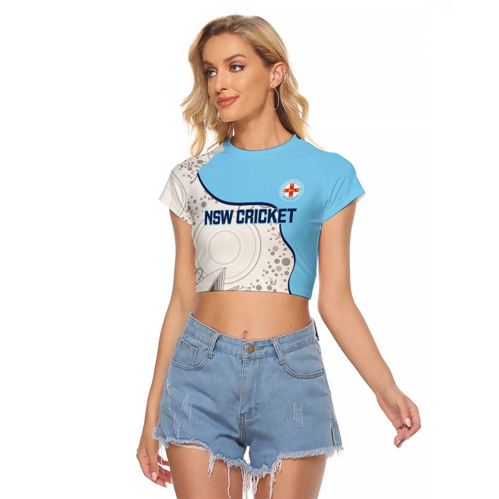 Custom New South Wales Cricket Raglan Cropped T Shirt Go NSW - Aboriginal Art
