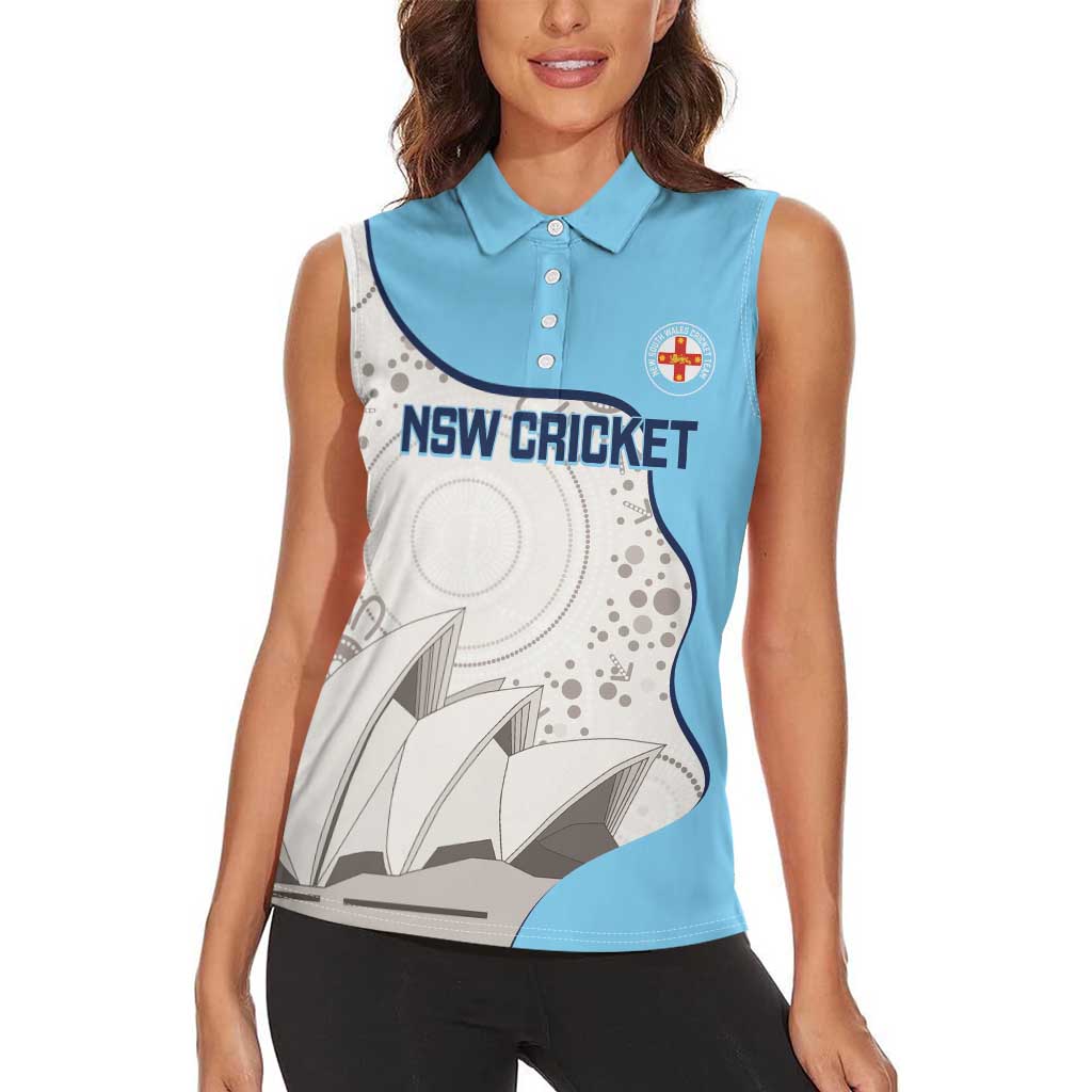 Custom New South Wales Cricket Women Sleeveless Polo Shirt Go NSW - Aboriginal Art