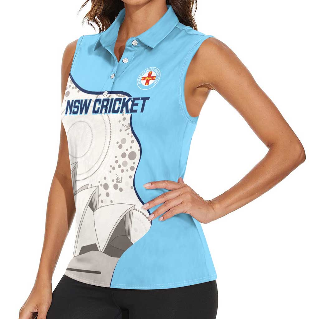Custom New South Wales Cricket Women Sleeveless Polo Shirt Go NSW - Aboriginal Art