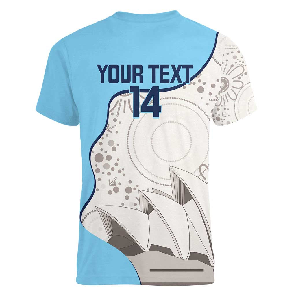 Custom New South Wales Cricket Women V-Neck T-Shirt Go NSW - Aboriginal Art