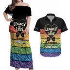 Free To Be Sydney Mardi Gras Couples Matching Off Shoulder Maxi Dress and Hawaiian Shirt Legacy Of Love