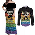 Free To Be Sydney Mardi Gras Couples Matching Off Shoulder Maxi Dress and Long Sleeve Button Shirt Legacy Of Love