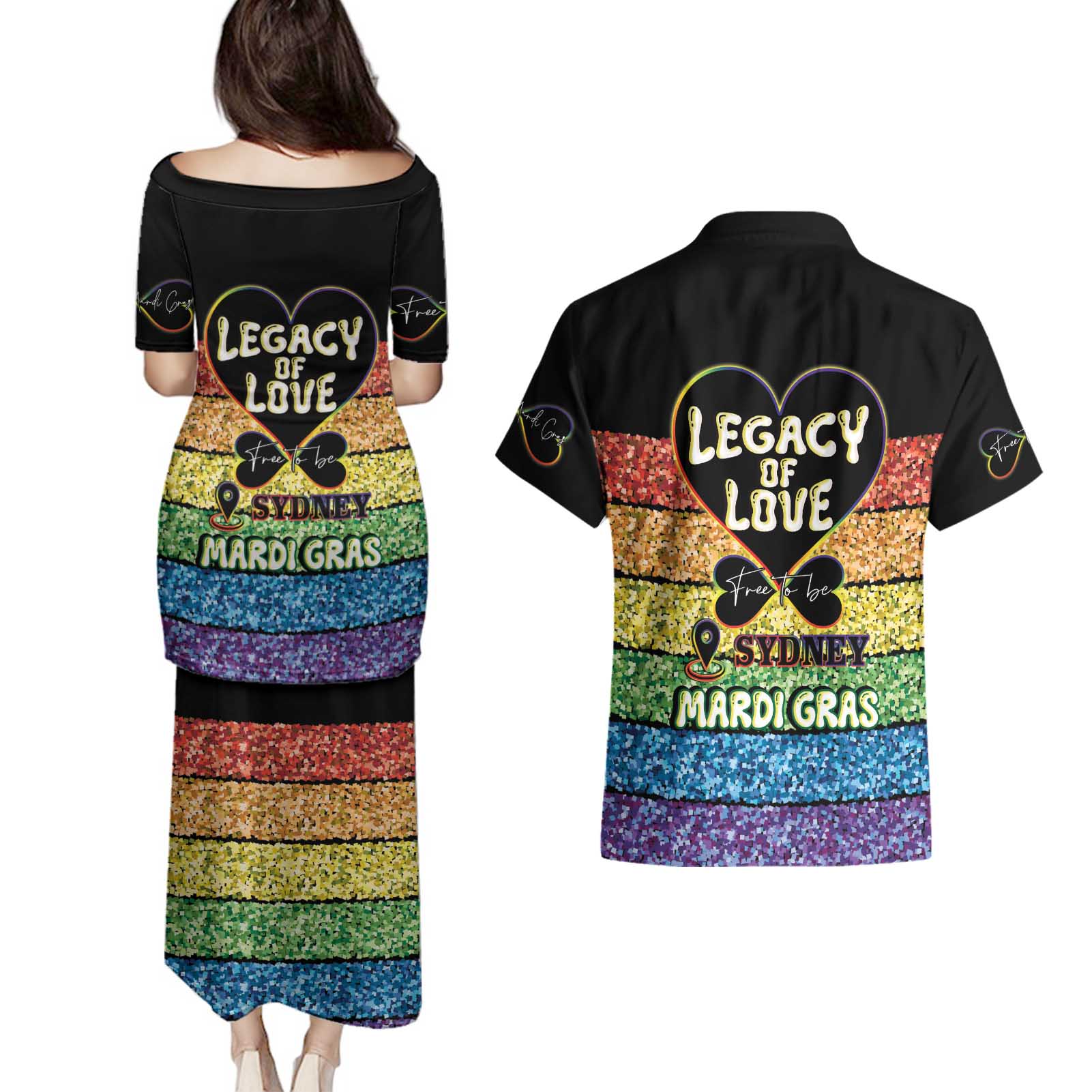 Free To Be Sydney Mardi Gras Couples Matching Puletasi and Hawaiian Shirt Legacy Of Love