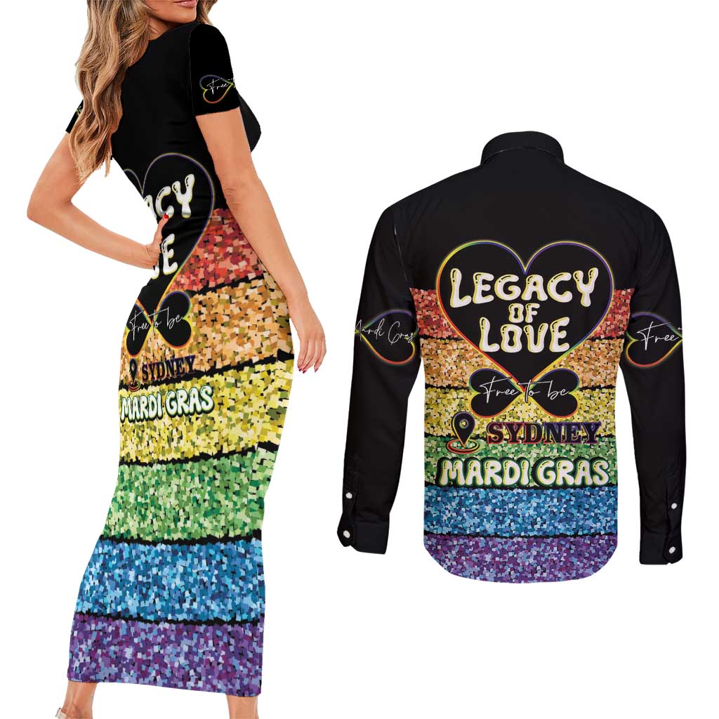 Free To Be Sydney Mardi Gras Couples Matching Short Sleeve Bodycon Dress and Long Sleeve Button Shirt Legacy Of Love