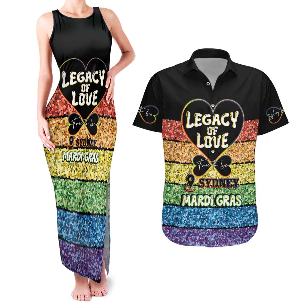 Free To Be Sydney Mardi Gras Couples Matching Tank Maxi Dress and Hawaiian Shirt Legacy Of Love